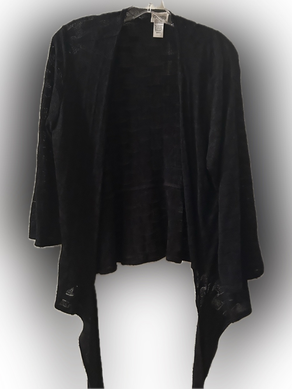 Chico's Black Open-Front Draped Cardigan